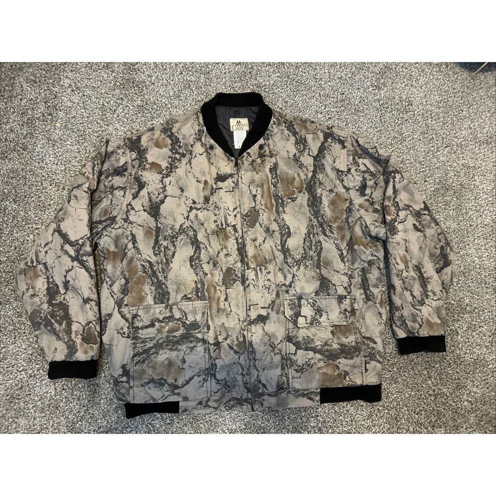 Wells Creek Outfitters Jacket Mens 2XL Brown Camo Bomber Hunting